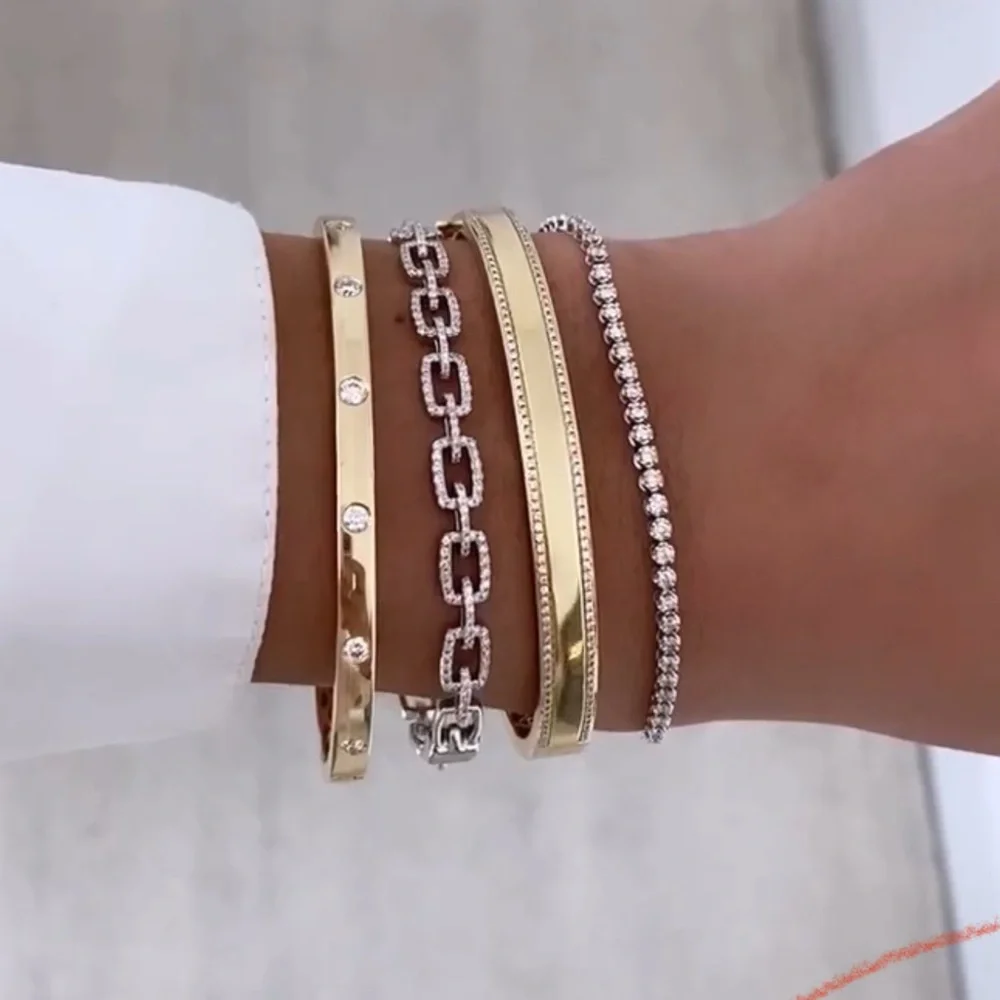Real Zircon Adjustable Tennis Bracelet | Platinum Plated Water Resistant - Picture 10 of 12